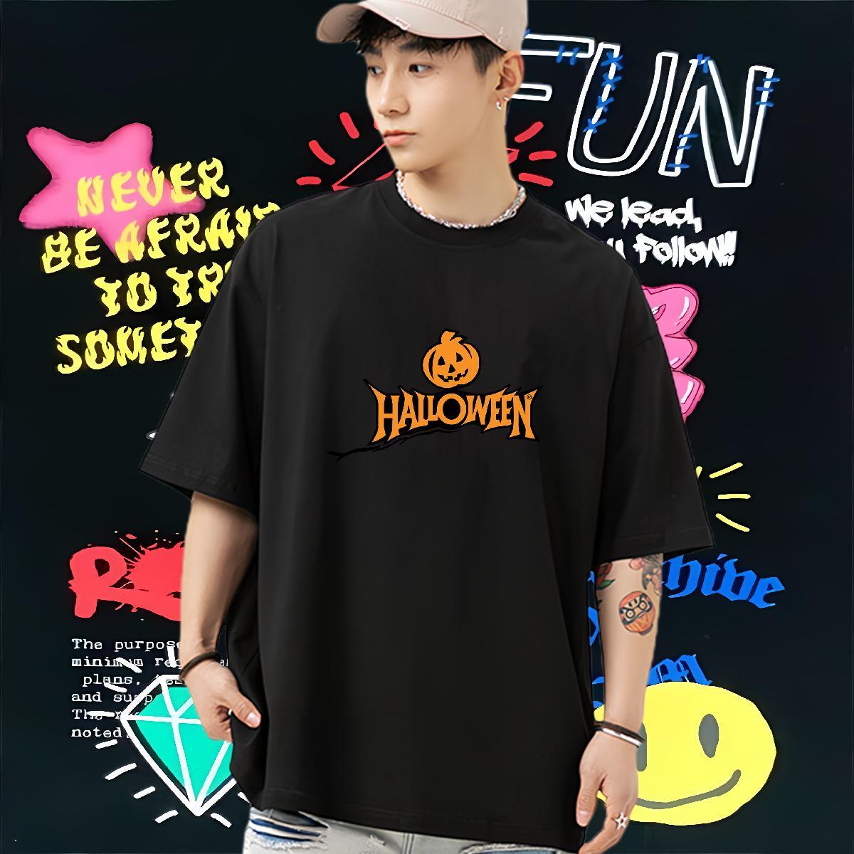 Designer T Shirts Men 230g 100% Cotton pumpkin Summer Casual Polos Breathable Brand Men Tshirts Oversized 3XL 4XL