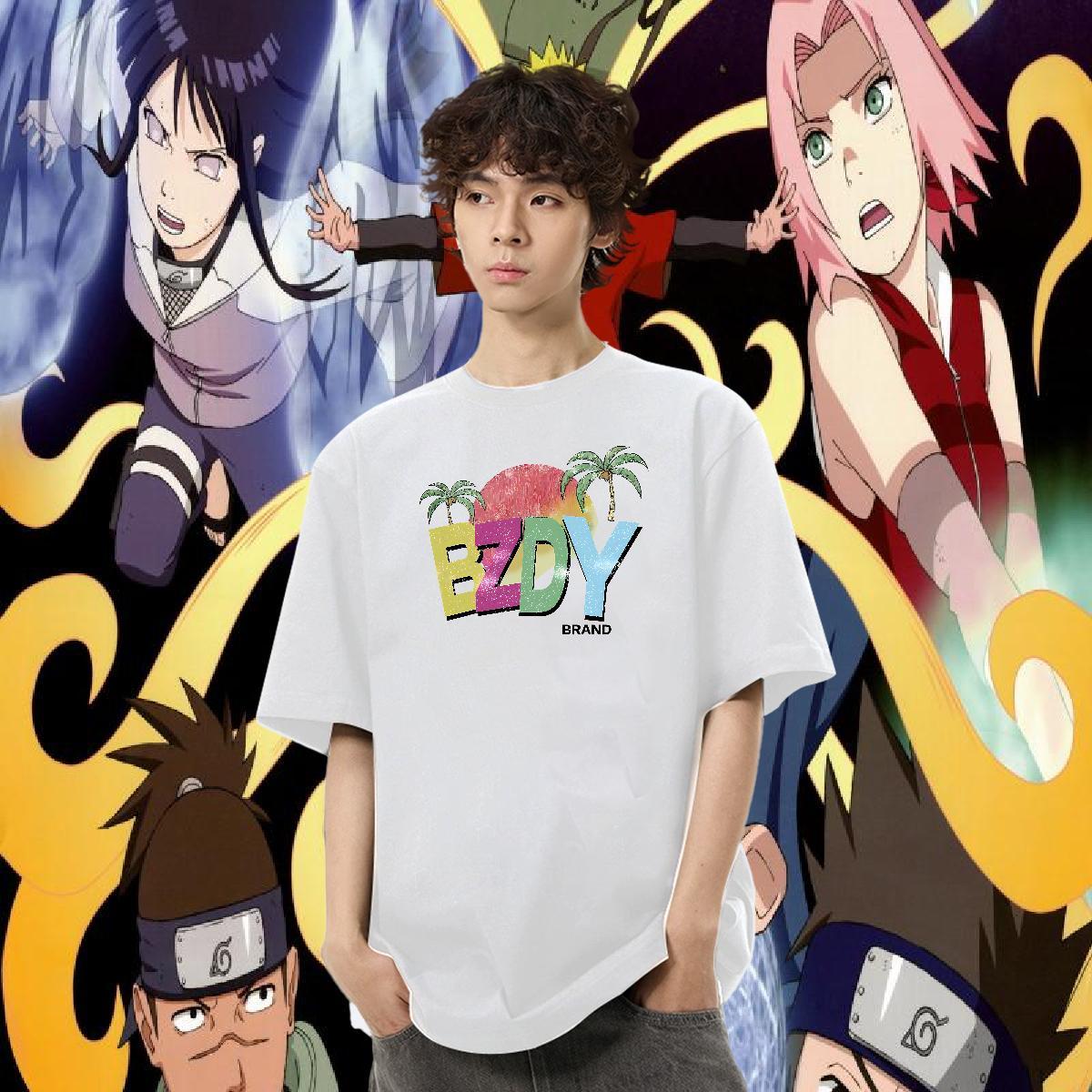 DIY Customized Mens T Shirts 230g 100% Cotton tree Sports Casual Polos Breathable Soft Unisex Men Tees Anime Print