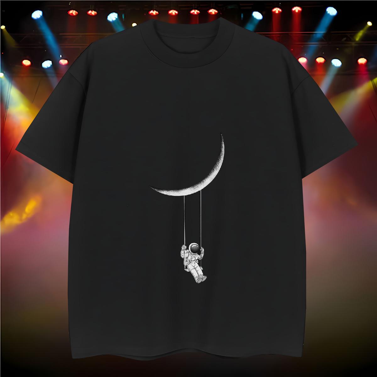 Man T Shirts 100% Cotton 230g universe Casual Beach Pure Cotton Black Oversized Men Clothes T-Shirt Casual New High Quality Polos