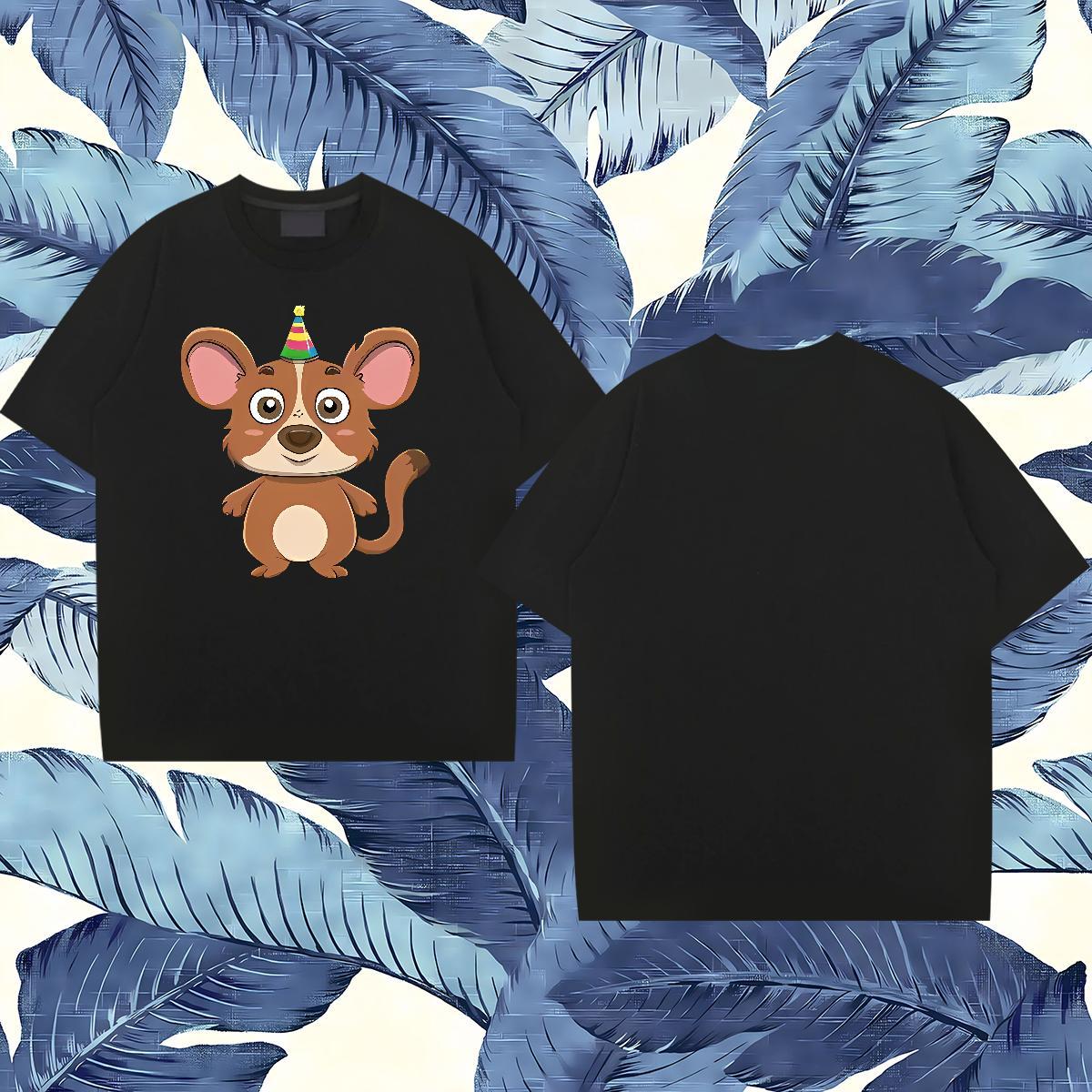 Casual New T-Shirts 230g Pure Cotton mouse Outdoor Tops Shirt O Neck Short Sleeves Comfortable Mens Tshirts Cartoon Print