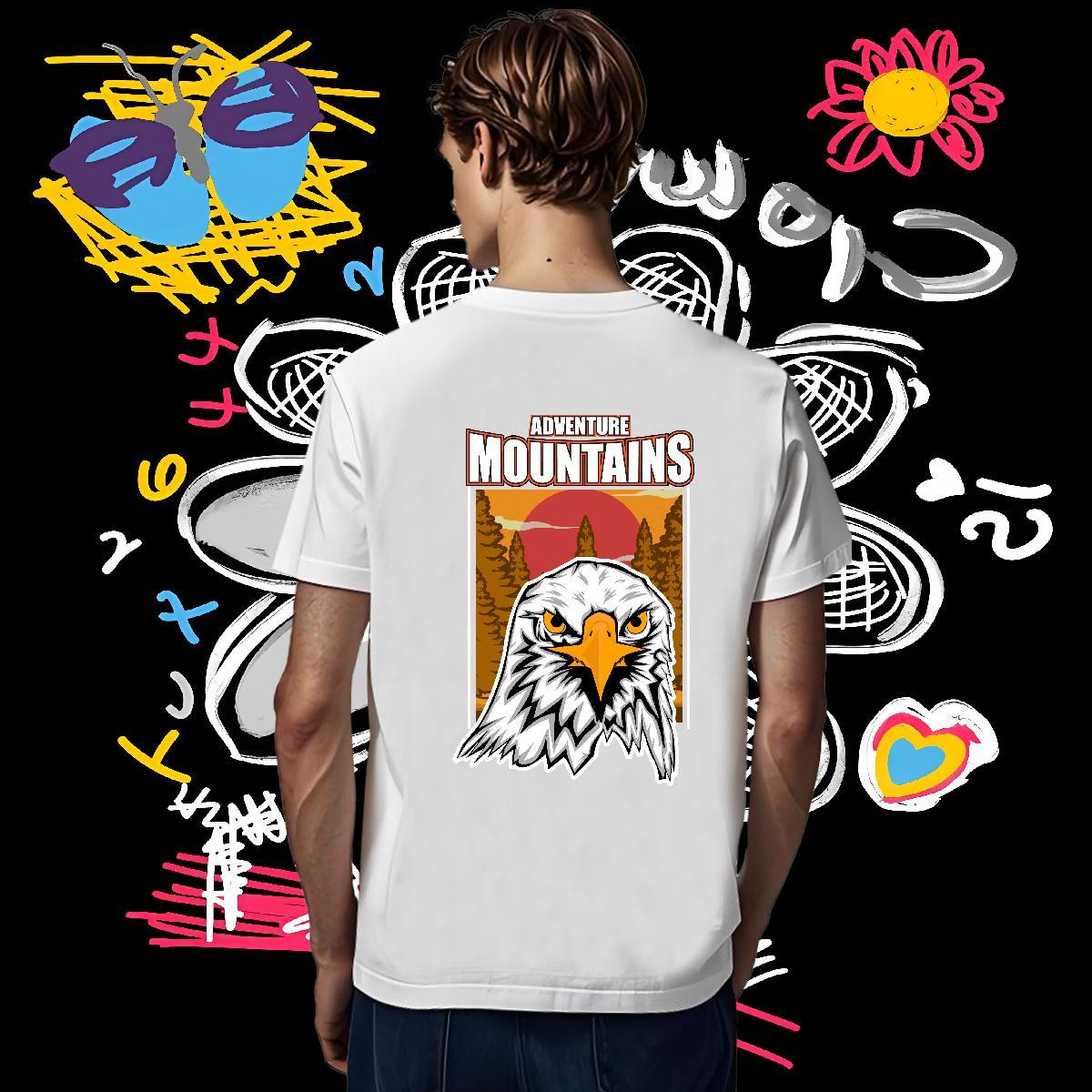 Man T Shirts 230g 100% Cotton eagle Street Casual Breathable Short Sleeve Anime Print Couples T Shirts Fashion Design Classic Wear