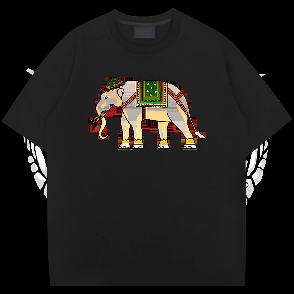 2024 DIY T-Shirts for Men 230g Pure Cotton elephant Street Tshirts Breathable Soft TOP Quality Couples T Shirts Oversized 4XL