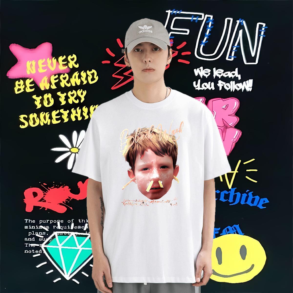 T Shirts Men 230g Pure Cotton portrait Outdoor Crew Neck Oversized 4XL Tshirt for Man Woman New Unisex Top Tees