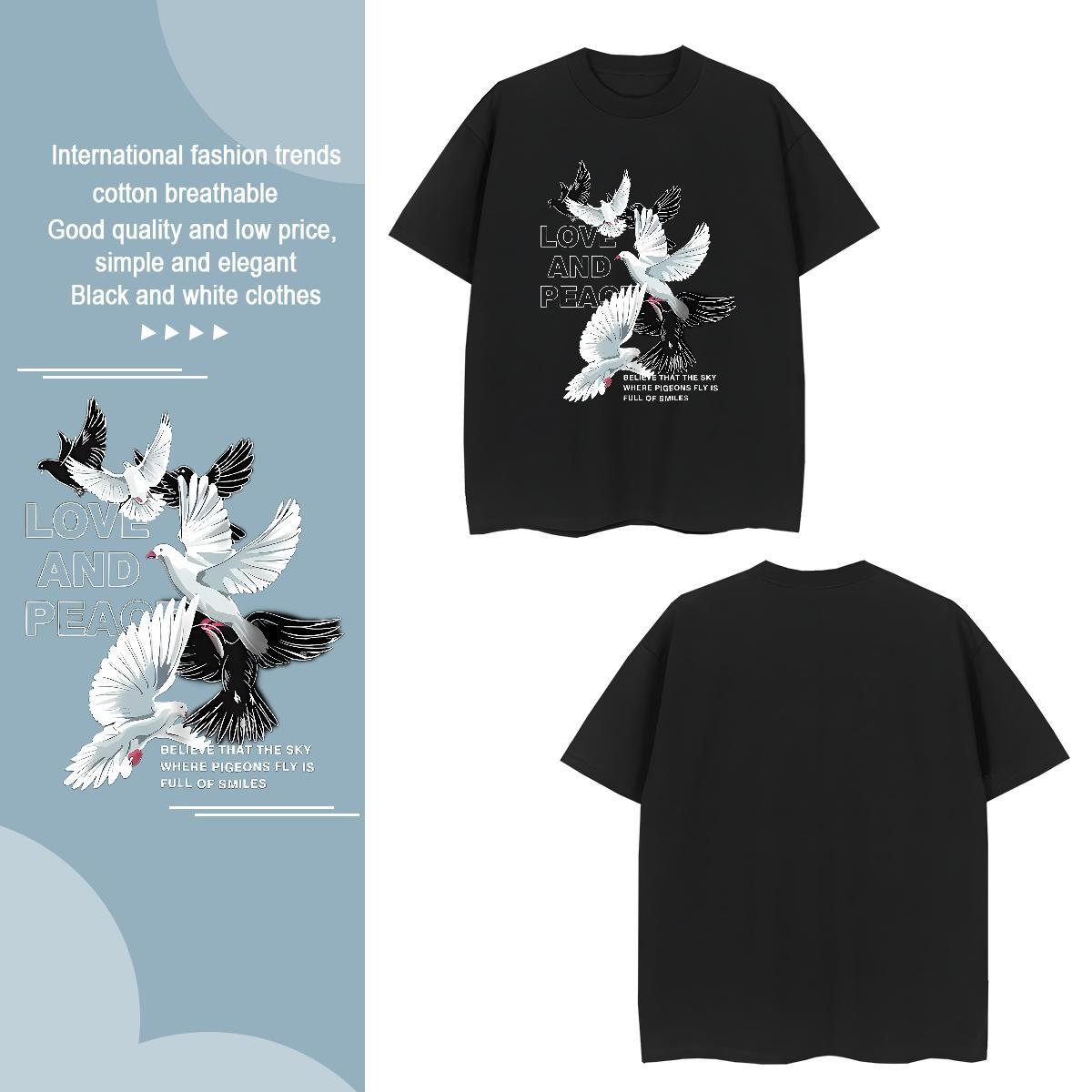 T shirt 230g Pure Cotton eagle Beach Breathable Short Sleeve DIY Printed Men Tshirts Fashion New Cool Tops