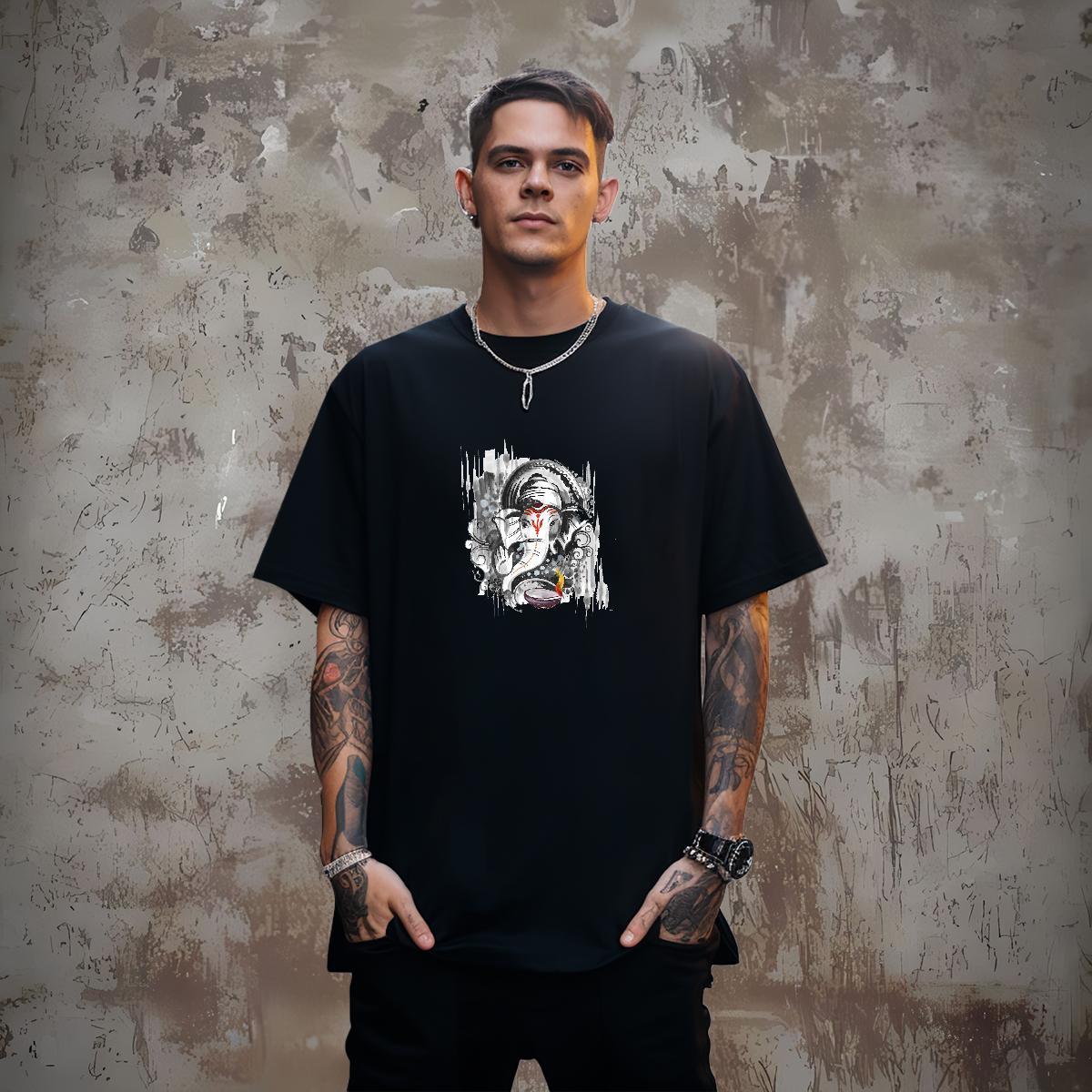 2024 New T Shirts Men 230g Cotton Elephant Anime Printing Street Polos O Neck Short Sleeves Classic Men Clothes T-Shirt Cartoon Print