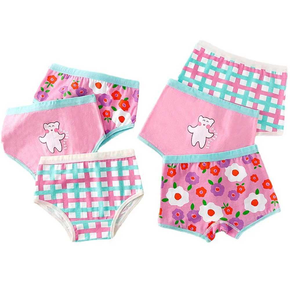 TECHOME 3Pcs/Lot Childrens Underwear Chirdren Underwear Cute Girls Underwear Flower Cute Pants Baby Cotton Underwear ColorW240715