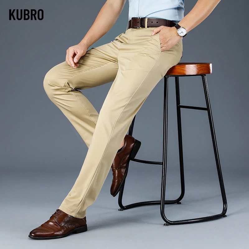 KUBRO Summer Thin Cotton Loose Straight All Match Suit Pants Korean Office Mens Business Casual Trousers Large Size 2842 240806