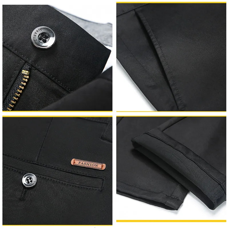 Men Pants Thin Ice Silk Washandwear Elastic Formal Fit Male Drape Plus Size Straight Black Suits Dress Business Office Trouser 240806