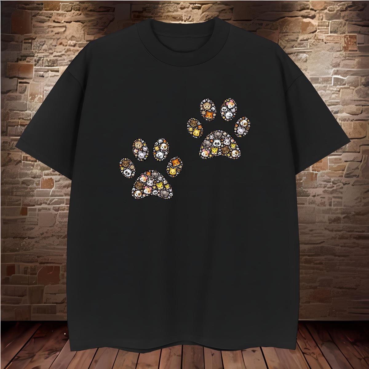 Fashion Design T shirt 230g Pure Cotton dog's paw Home Outdoor Wear Breathable Short Sleeve TOP Quality Tshirts Oversized