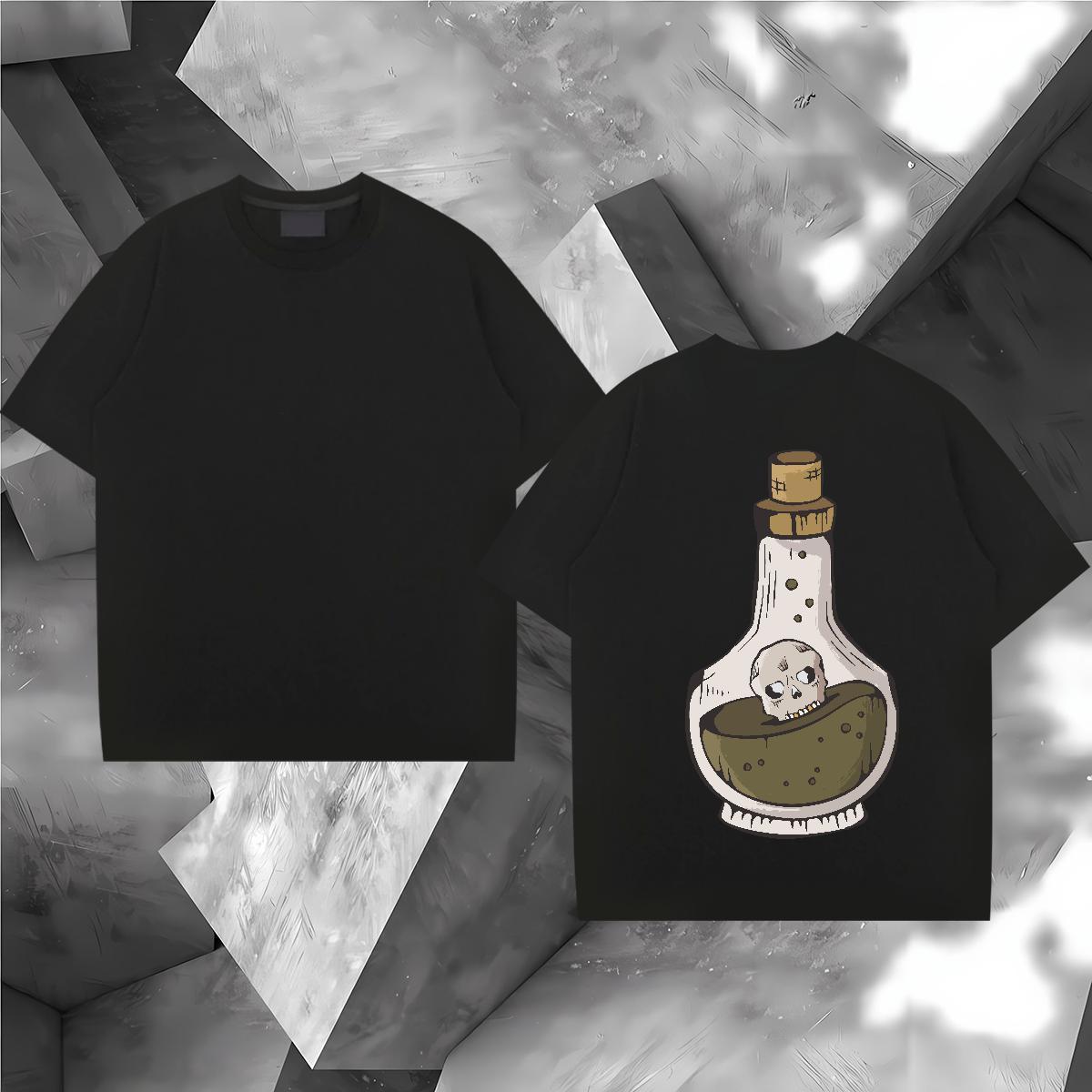 Free Shipping T shirt 230g 100% Cotton skull High Street Hip Hop Tops Shirt Short Sleeve Soft Classic Men Clothes T-Shirt Anime Print