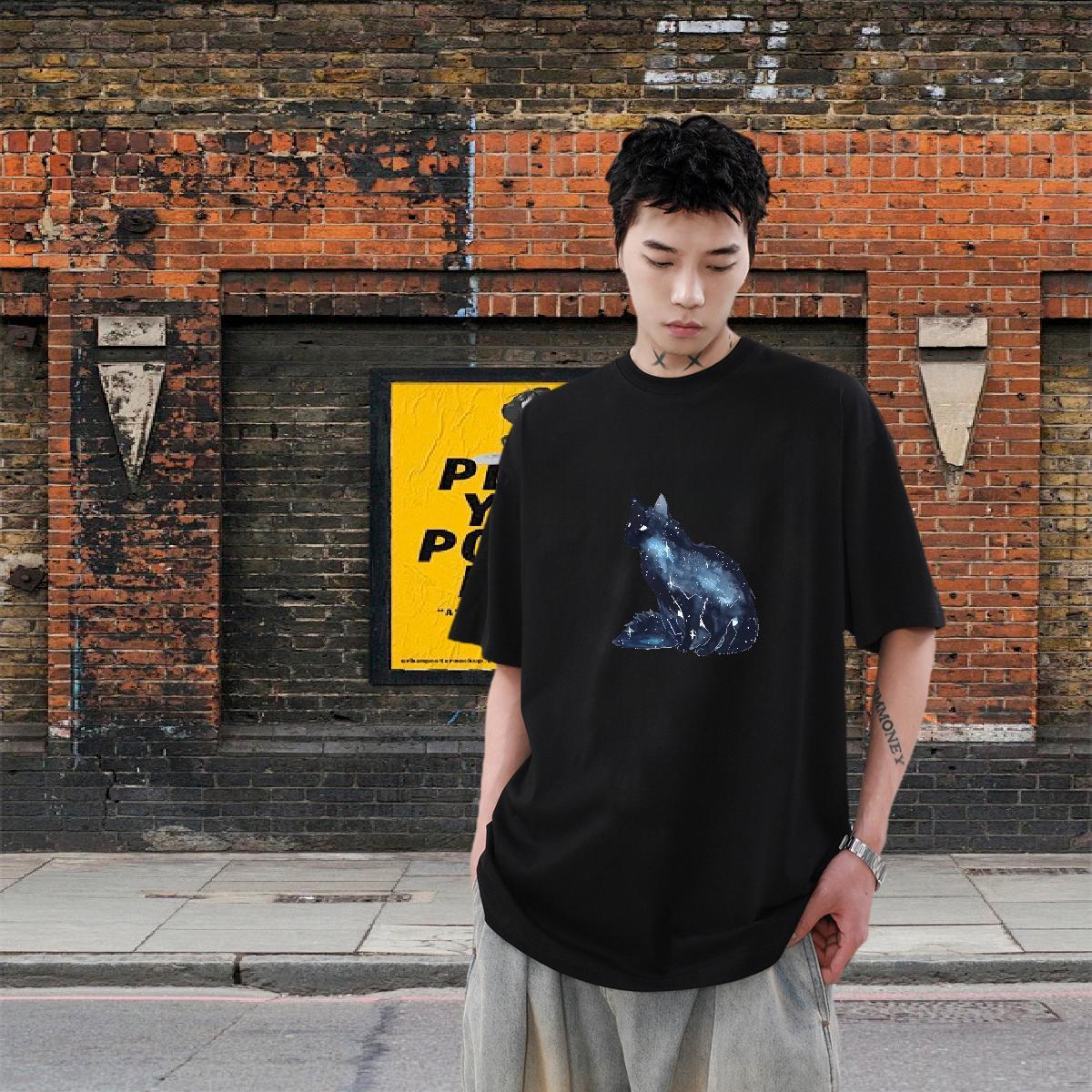 Designer Couples T Shirts 230g Cotton Spring Summer cat DIY Anime Breathable Short Sleeve Customized Mens T Shirts Tees