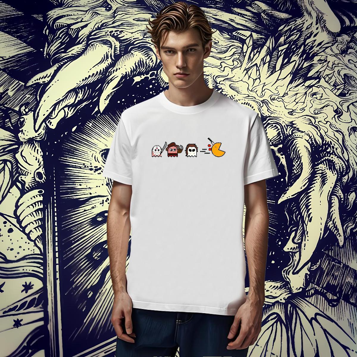 Classic Men T Shirts 230g Cotton halloween Street Wear Tees Short Sleeve O-Neck Unisex Men Tops Tees Anime Print