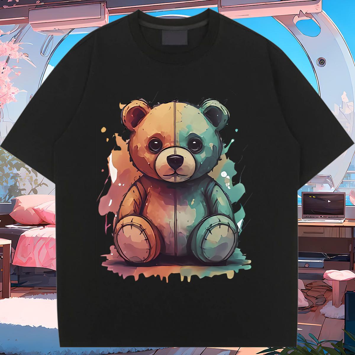 Unisex T shirt Crew Neck Breathable Woman Tshirt Graphic bear Daily Outfit 230g Cotton DIY Tees