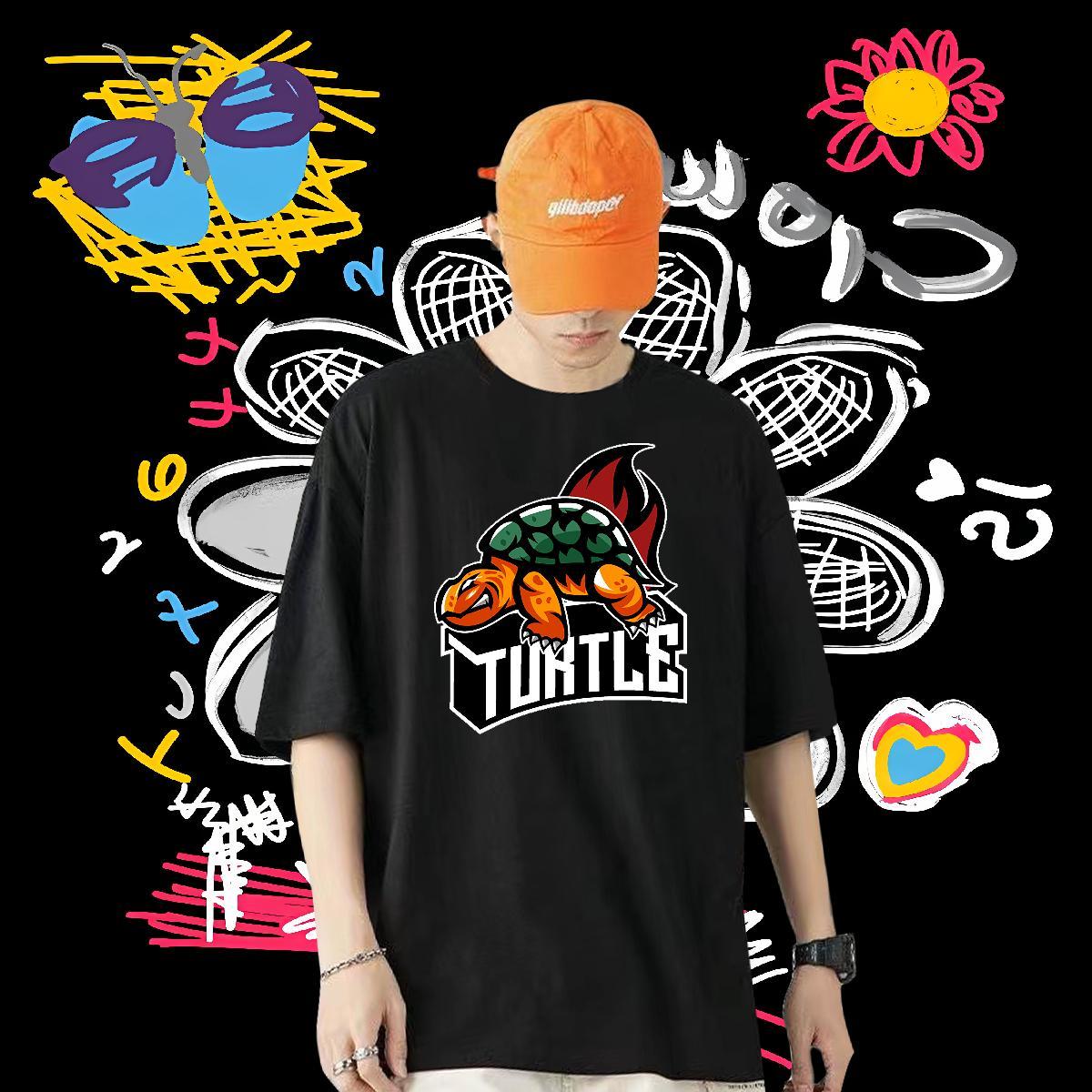 Classic T-Shirts 100% Cotton 230g Spring Summer Top Tees Pure Cotton Soft Mens Tshirts Cartoon Printing L-4XL