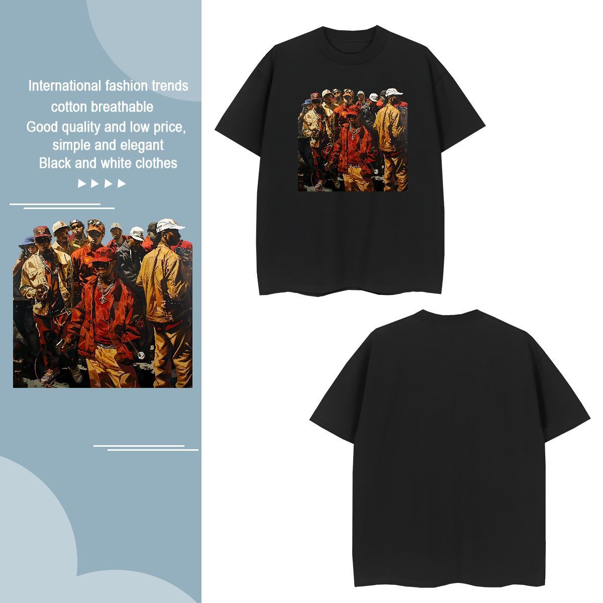 Mens T Shirts 100% Cotton 230g character Sports Casual Round Neck Short Sleeve Custom Printing Tshirt for Man Woman Stylist Loose Fit Wear