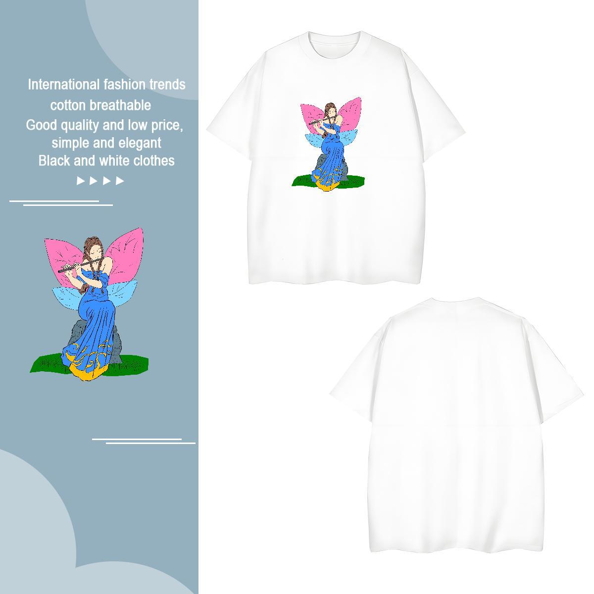 Man T Shirts 230g 100% Cotton portrait Sports Casual Crew Neck Anime Print Men Clothes T-Shirt Stylist Loose Fit Tops Tees