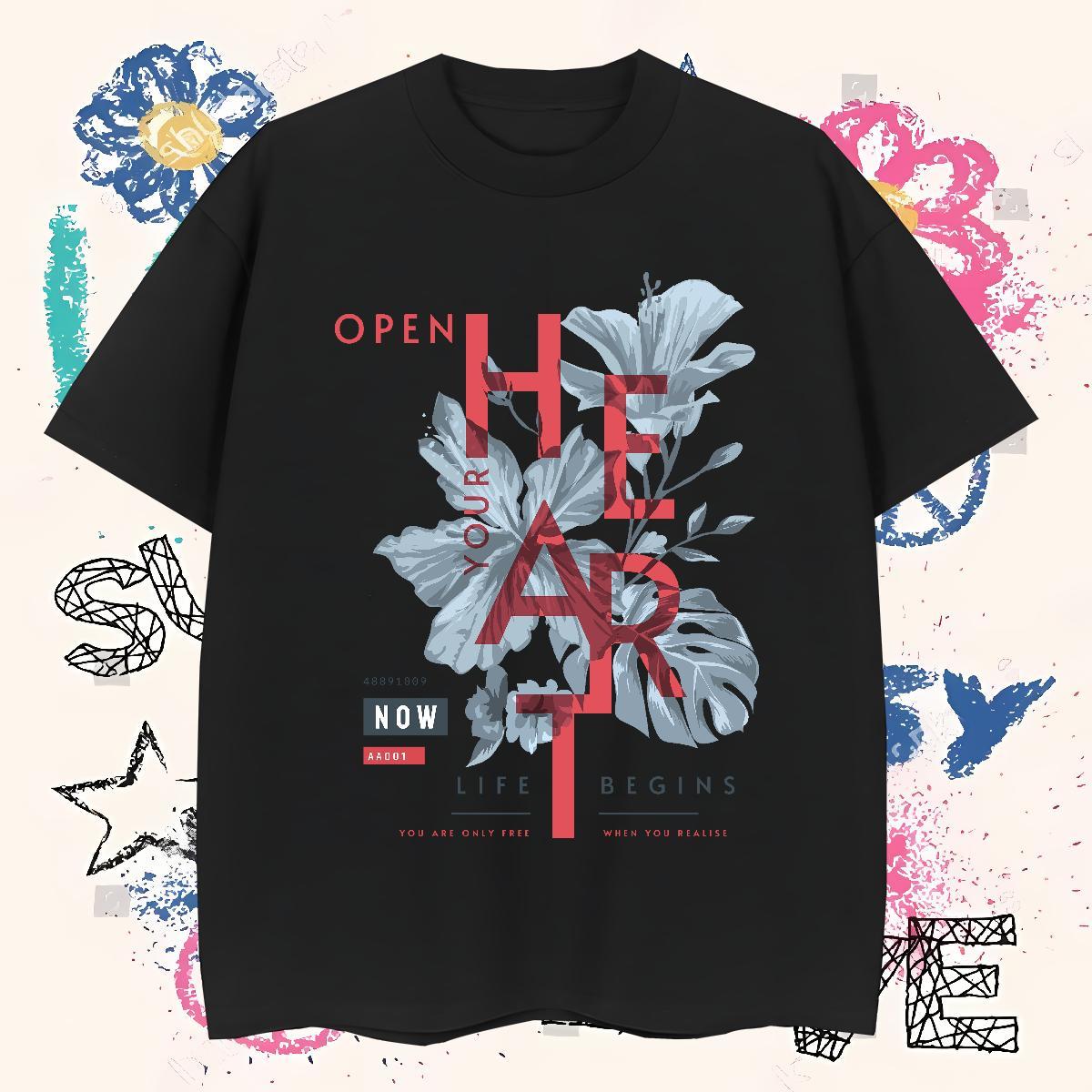 Customized T shirt 230g Cotton tree Street Wear Tee Shirt Pure Cotton Loose Fit Men Tees Custom Print Plus Size