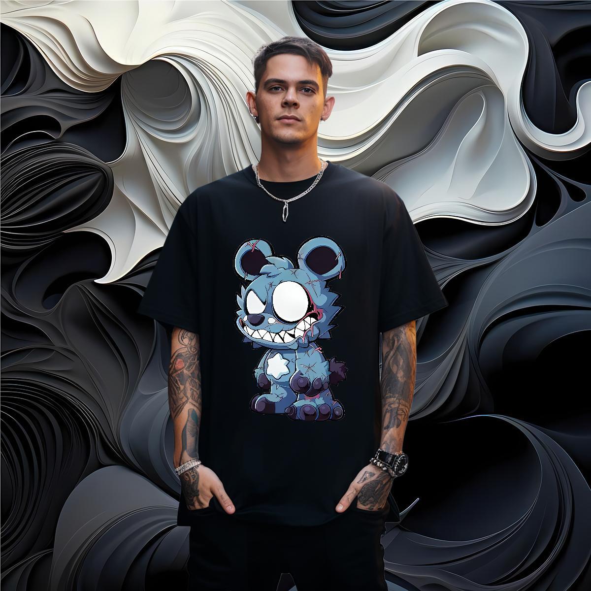 Man T Shirts 230g 100% Cotton bear High Street Hip Hop Pure Cotton Custom Printing Couples T Shirts Designer Free Shipping Wear