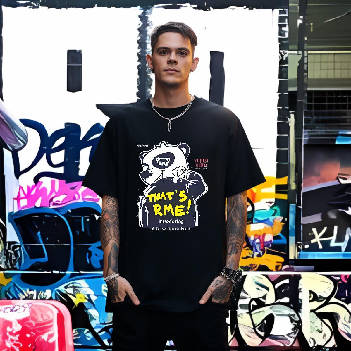 High Quality Mens Tshirts 230g Cotton panda T Shirt For Man Daily Wear O-Neck Short Sleeve Graphic Classic Clothings