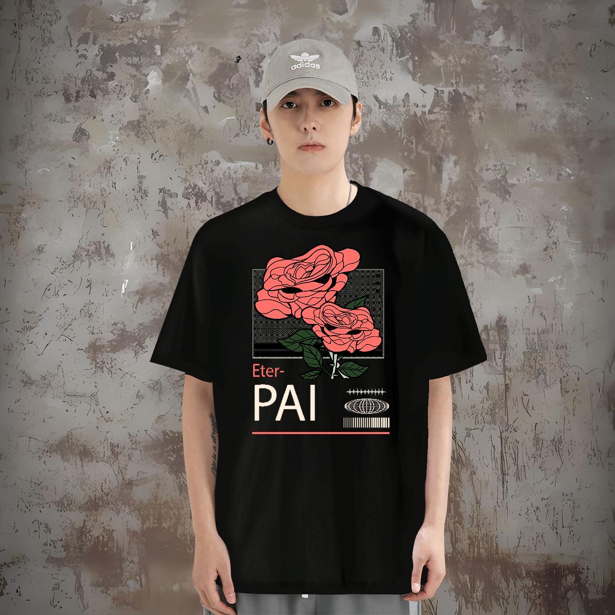 Man T Shirts 230g Cotton flower Daily Outfit Pure Cotton Custom Print Oversized Men Tops Tees Fashion Casual Cool Design Top Tees