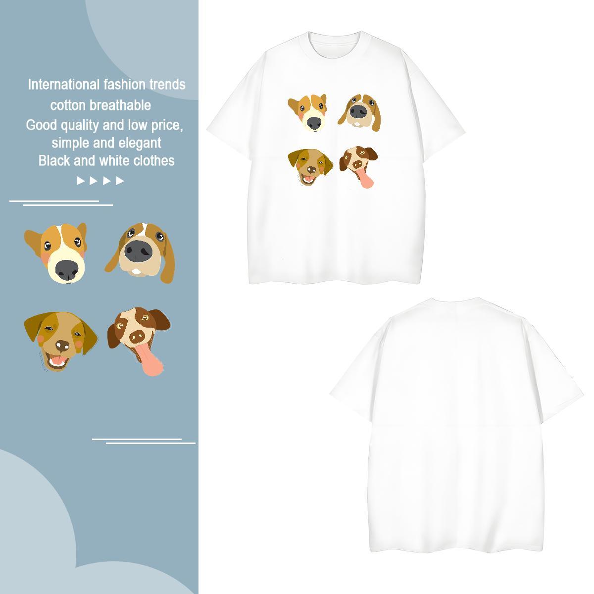 T-Shirts for Men 230g 100% Cotton dogs Summer Casual Short Sleeve O-Neck Black White Mens Tshirts Factory Direct Designer Tees Shirts