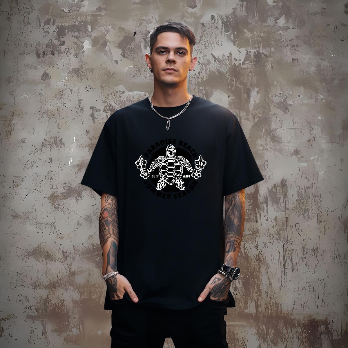 Men T Shirts 230g Pure Cotton tortoise Daily Wear Breathable Soft Plus Size Custom Men Tees Stylist Classic Tops