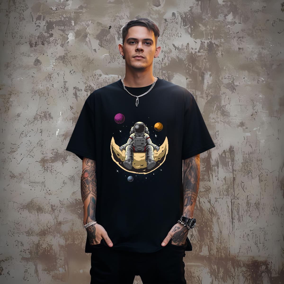 T Shirts Men 100% Cotton 230g universe Sport Breathable Crew Neck Customized Print Men Tshirts New Arrival Brand Clothes