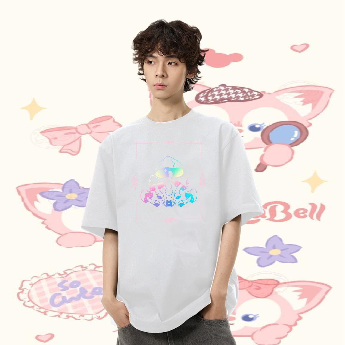Customized T Shirt For Man 230g 100% Cotton mushroom Casual Daily Wear Tops Tees Breathable Short Sleeve Brand Men Tops Tees Skull