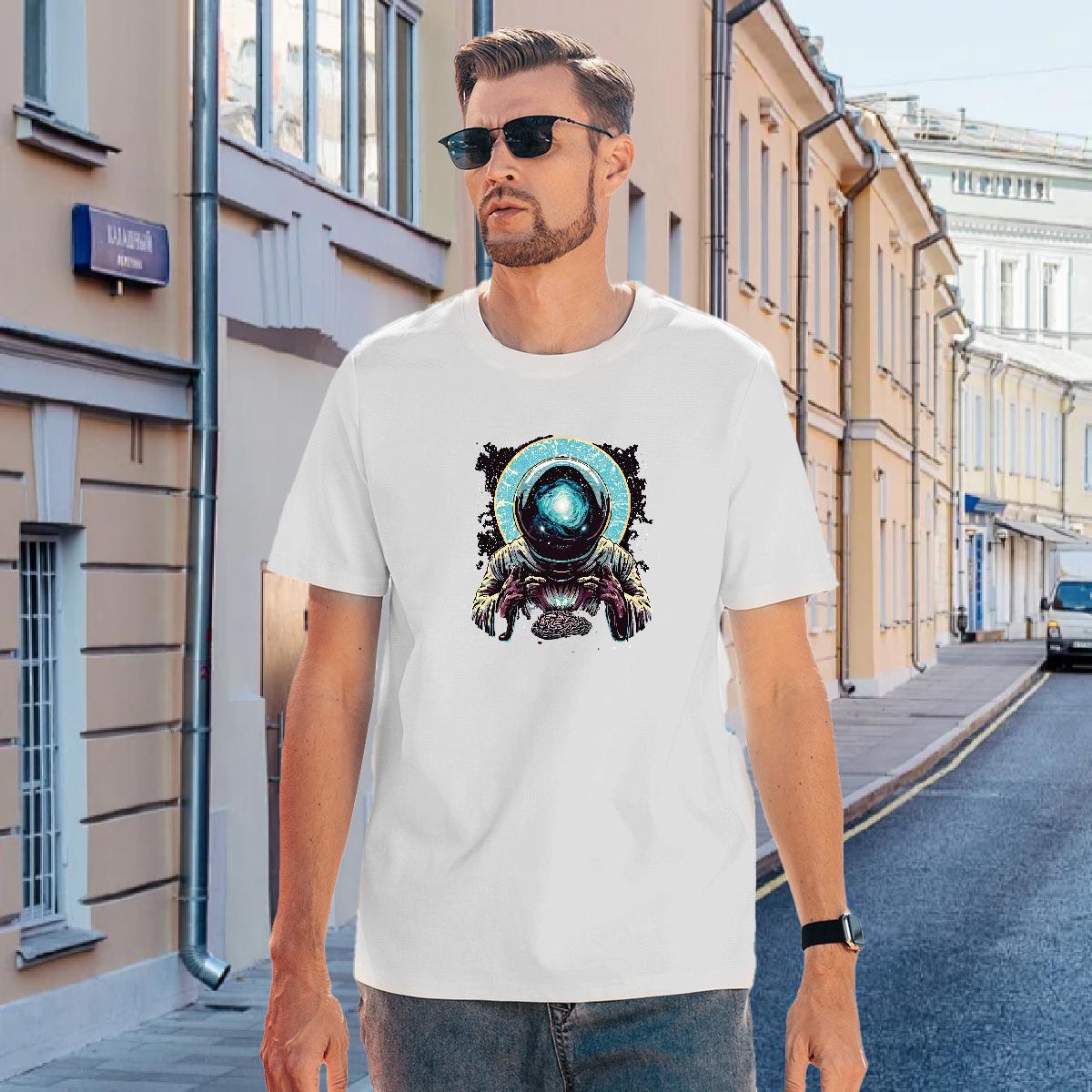 T Shirts Men 230g 100% Cotton universe Casual Breathable Crew Neck White Plus Size Tshirt for Man Woman Customized Brand Tops Tees