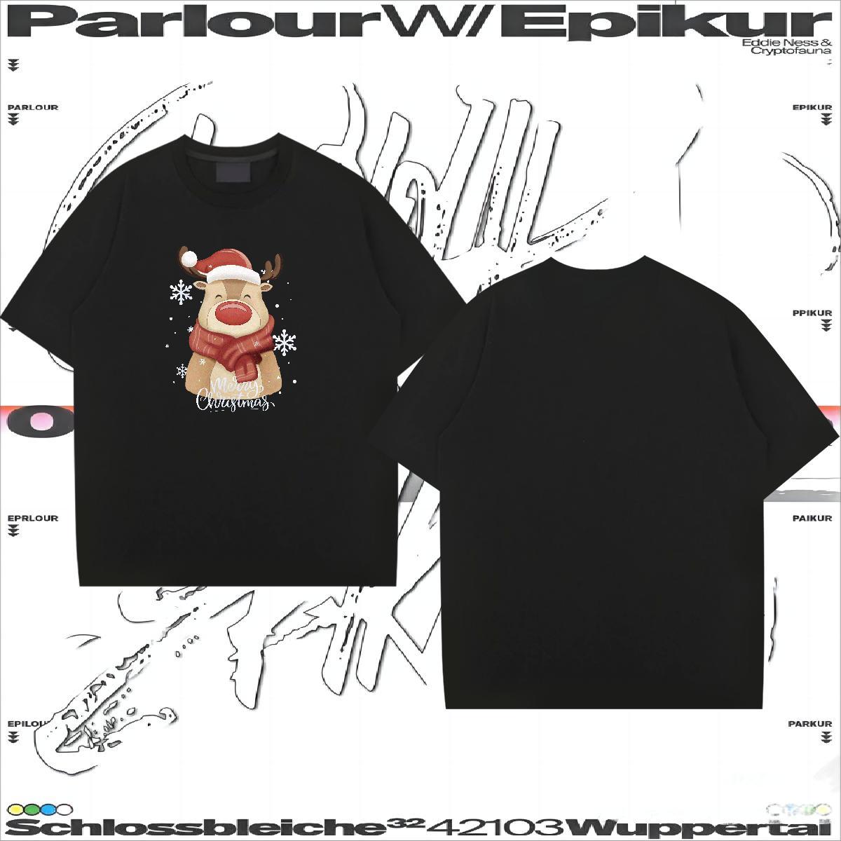 Fashion Designer T shirt 100% Cotton 230g Christmas Street wear Hip Hop Wear Short Sleeve Soft Free Shipping Men Tees Anime Print