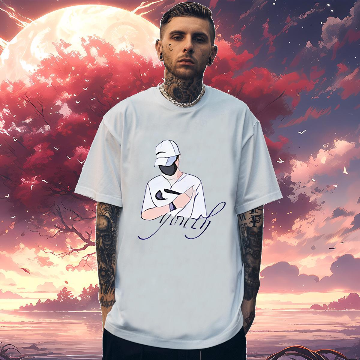 T shirt 230g Pure Cotton painting Casual Breathable Soft Custom Cartoon Men Tops Tees Classic Wholesale Tops Shirt