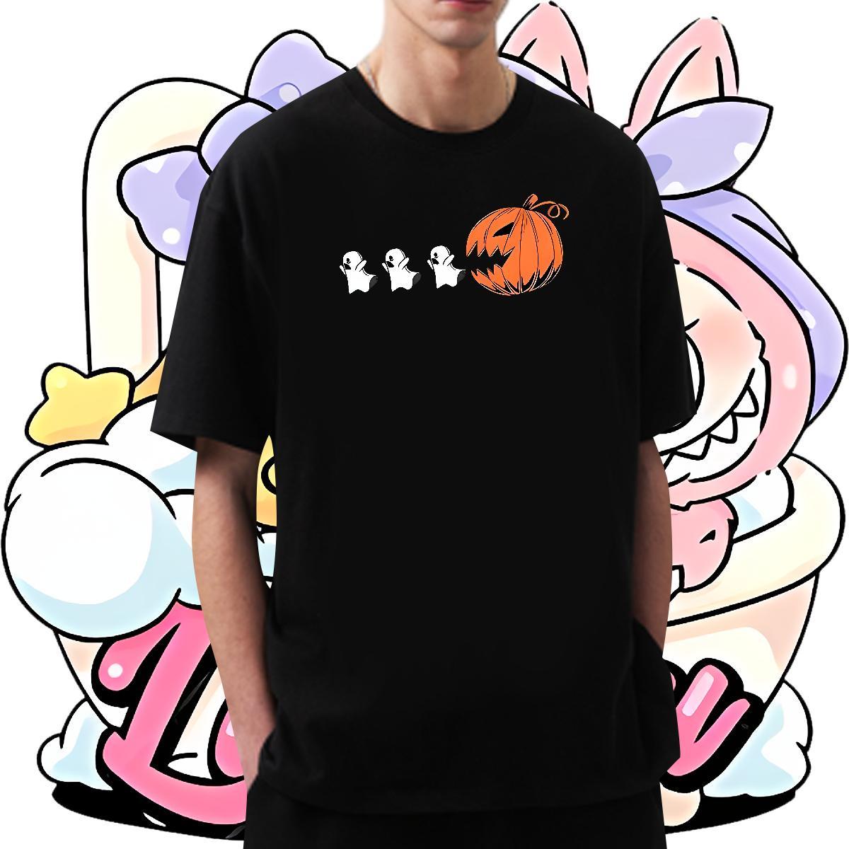 Casual New T Shirts Men 230g Cotton monster Street Wear Tops Tees Crew Neck Breathable Cool Design Men Tops Tees Floral Print