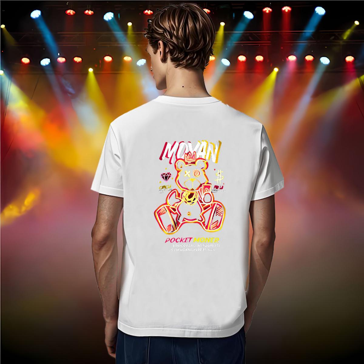 DIY Man T Shirts 230g Pure Cotton bear Sports Casual Tee Shirt Breathable Short Sleeve Cool Tshirt for Man Woman Custom Cartoon
