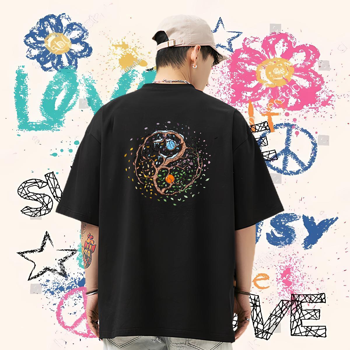 Brand T shirt 230g Cotton tree Spring Summer Tops Tees O-Neck Short Sleeve TOP Quality Tshirt for Man Woman Graphic