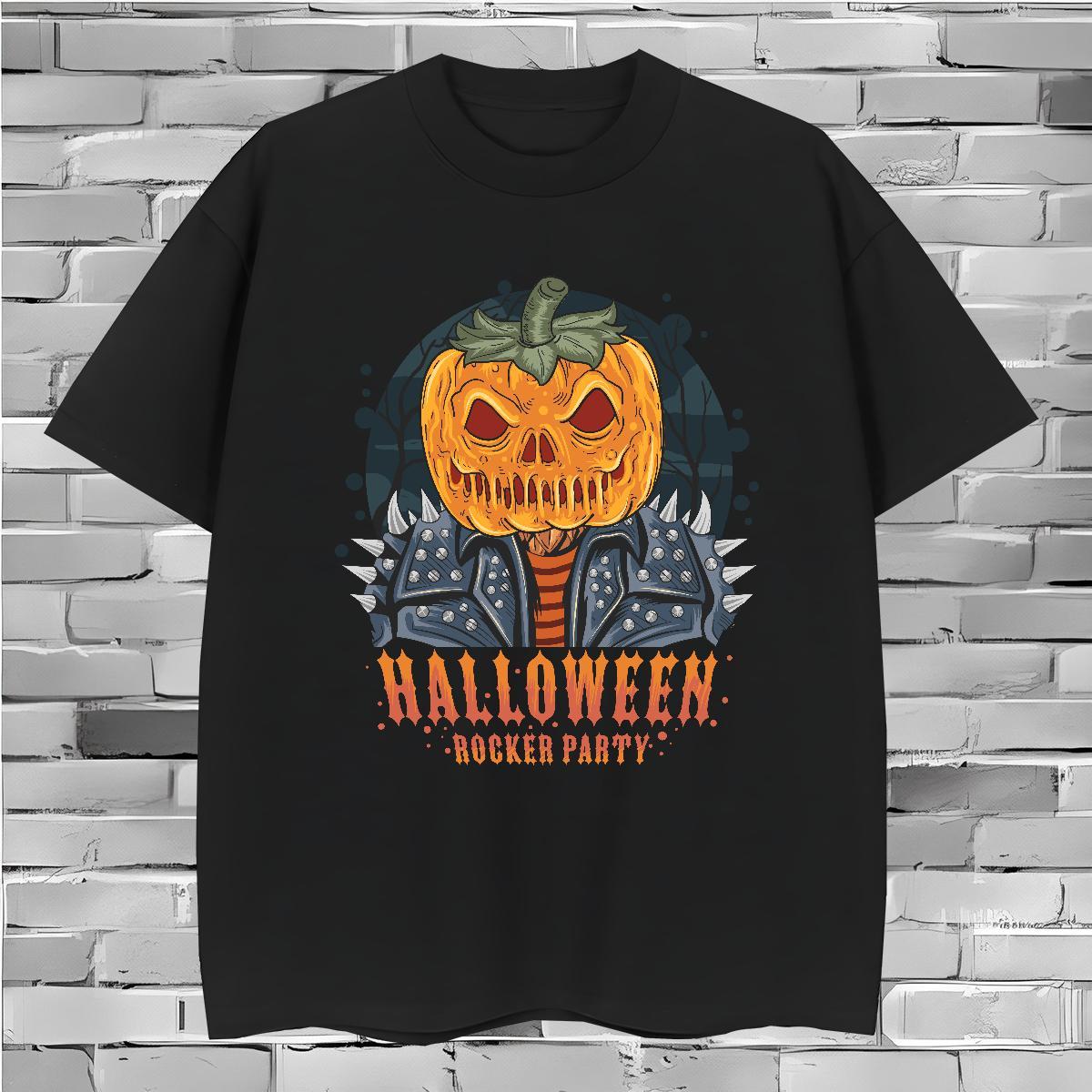Man T Shirts 230g Cotton Halloween Casual Daily Wear Breathable Short Sleeve Skull Men Clothes T-Shirt 2024 Wholesale Tee Shirt