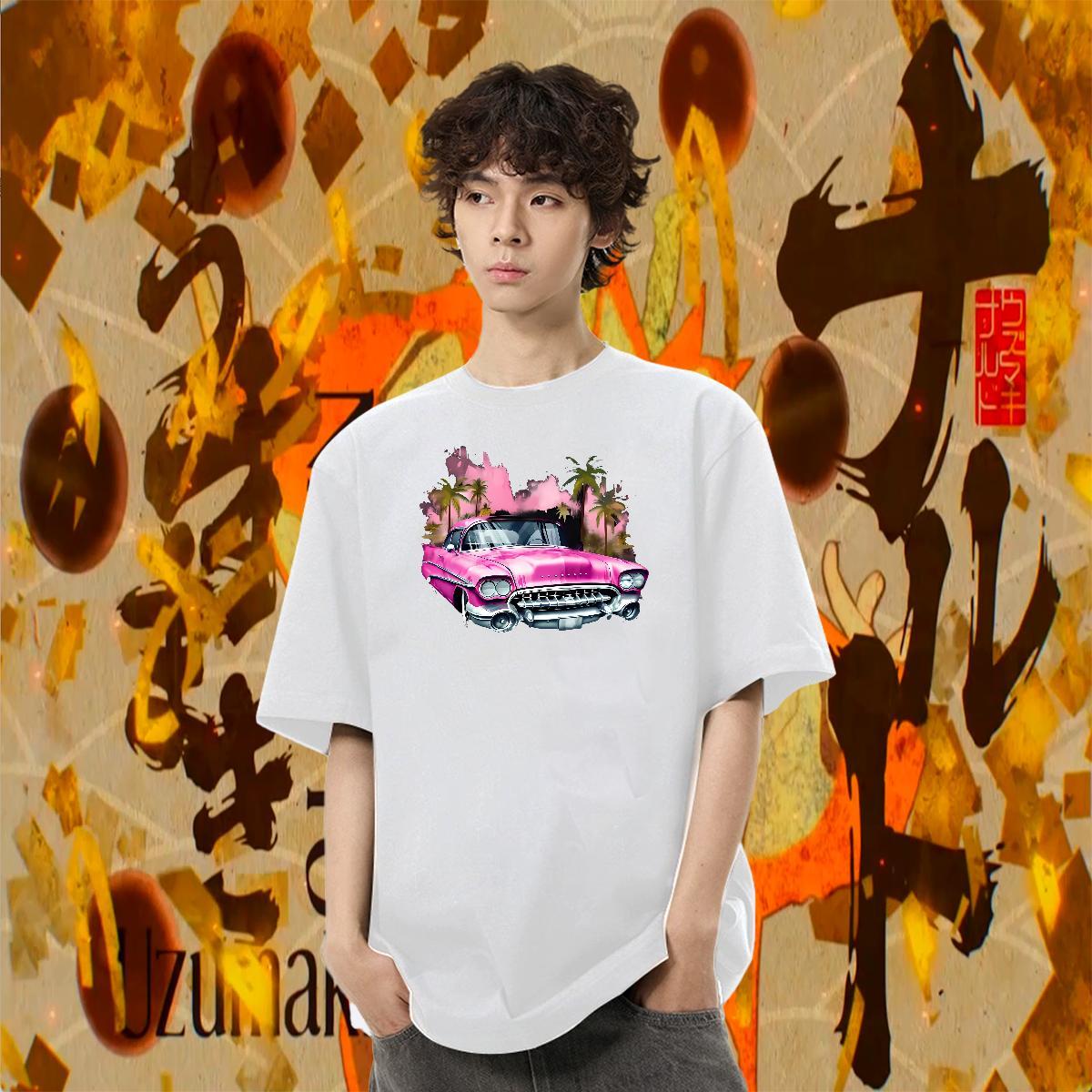 Brand Couples T Shirts 230g Cotton Summer Casual car Custom Printing Crew Neck Casual New T Shirt For Man Wear