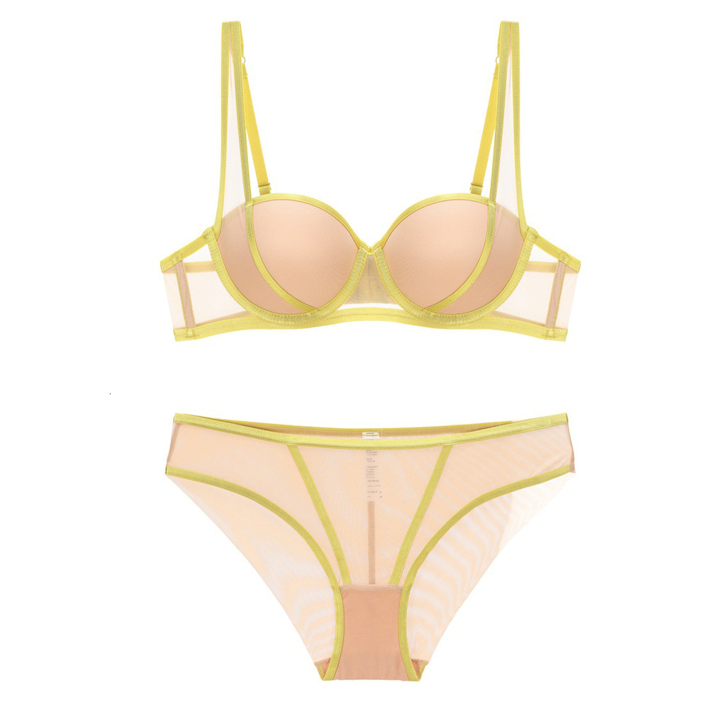 Sexy lingerie with small chest, big gathering, smooth contrasting straps, bra set