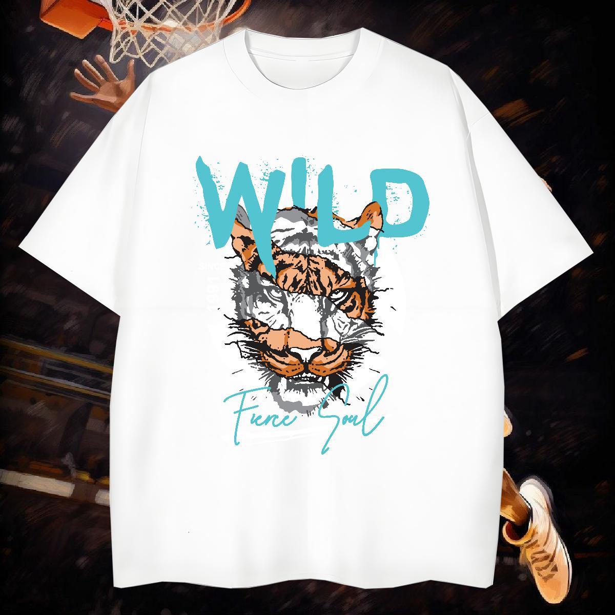 T shirt 230g Pure Cotton tiger Street Casual Breathable Short Sleeve DIY Printed Couples T Shirts Wholesale Cool Design Polos