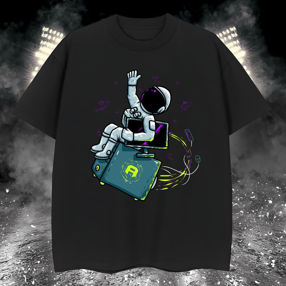 T Shirt For Man 230g 100% Cotton planet Sport Round Neck Short Sleeve Black Oversized Men Tees 2024 DIY Designer Tops Shirt