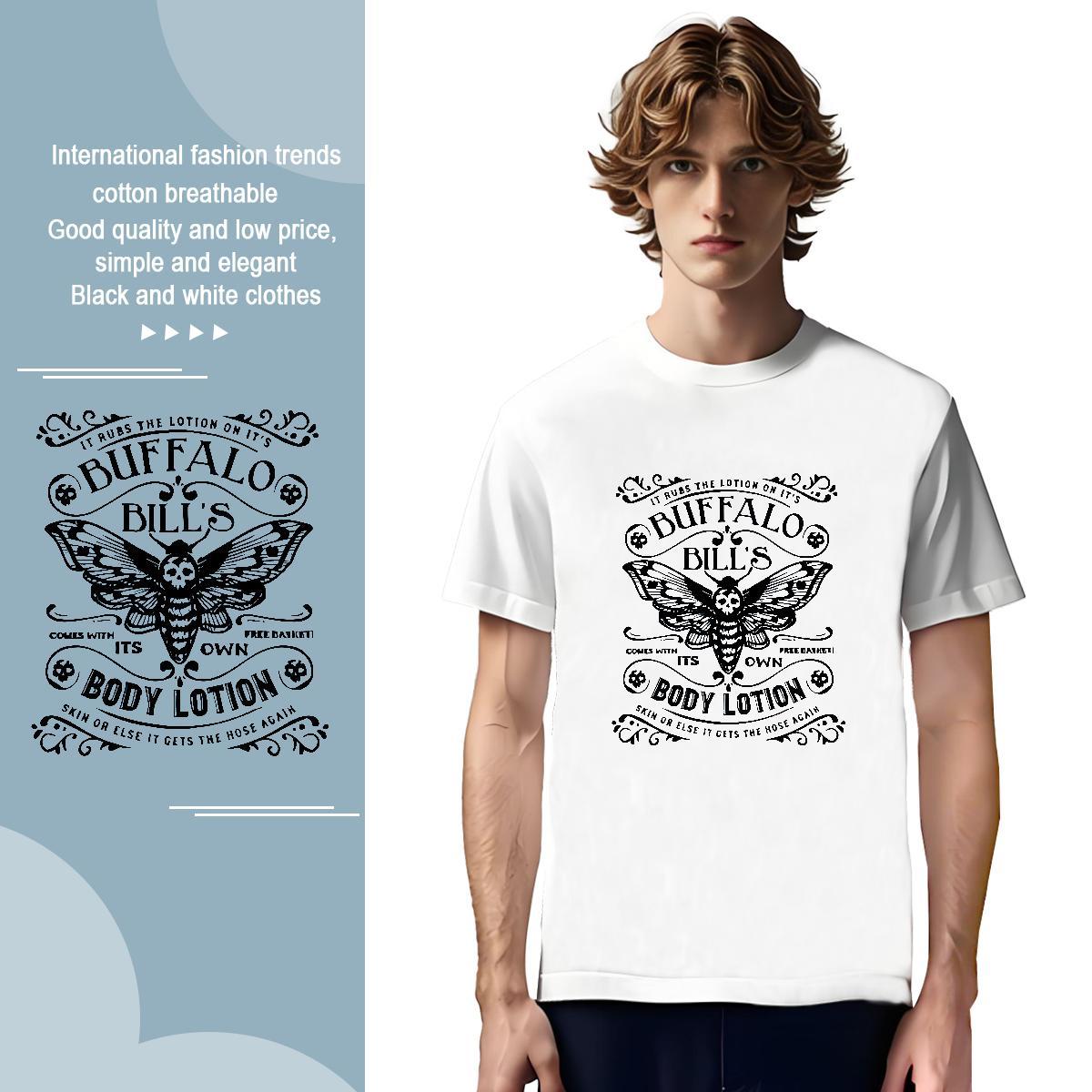 T-Shirts 230g Pure Cotton Butterfly Street O-Neck Short Sleeve Cartoon Print Tshirt for Man Woman New Loose Fit Tees