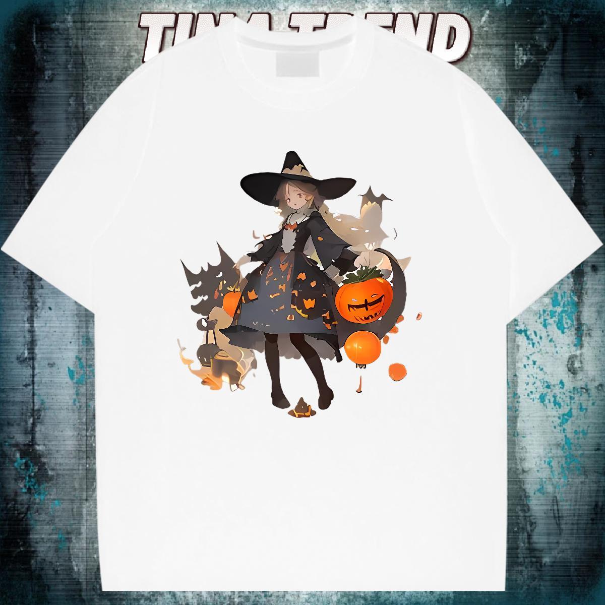 Custom T Shirt For Man 230g 100% Cotton pumpkin Hip Hop Tshirts O-Neck Short Sleeve High Quality Men Clothes T-Shirt Floral Print