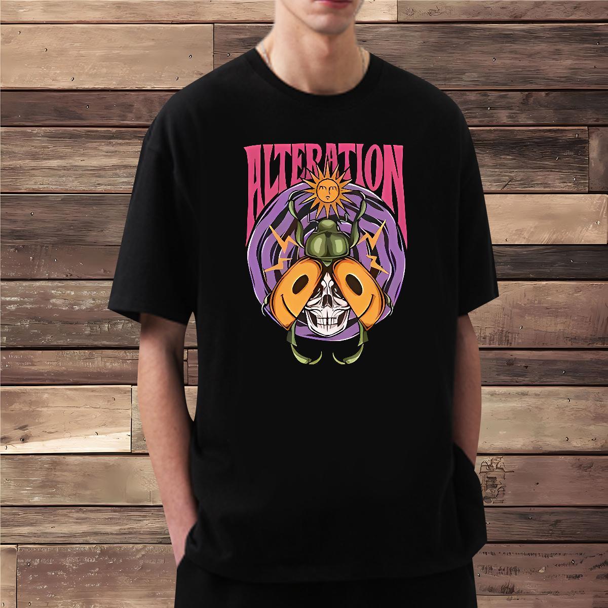 New Arrival T Shirts Men 230g Cotton skull Outdoor Clothings Breathable Classic Men Clothes T-Shirt Custom Cartoon