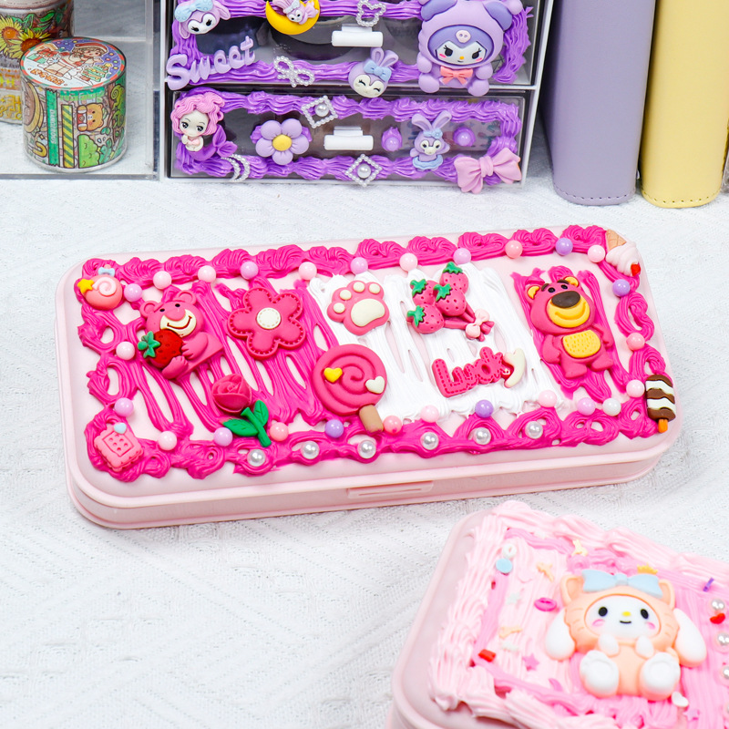 Cream Gel Stationery Box Material Pack DIY Handmade Pencil Box Internet Celebrity Creative Children's Puzzle Toy Set