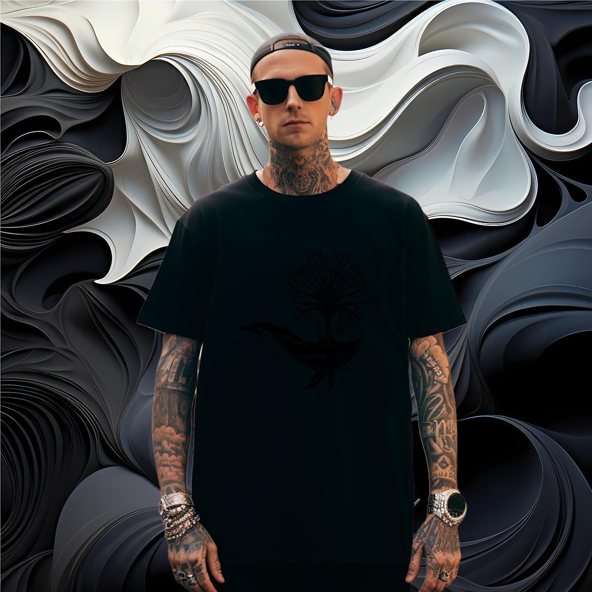 Mens T Shirts 100% Cotton 230g tree Street Casual Breathable Soft Oversized Men Clothes T-Shirt Fashion Design TOP Quality Tops Tees