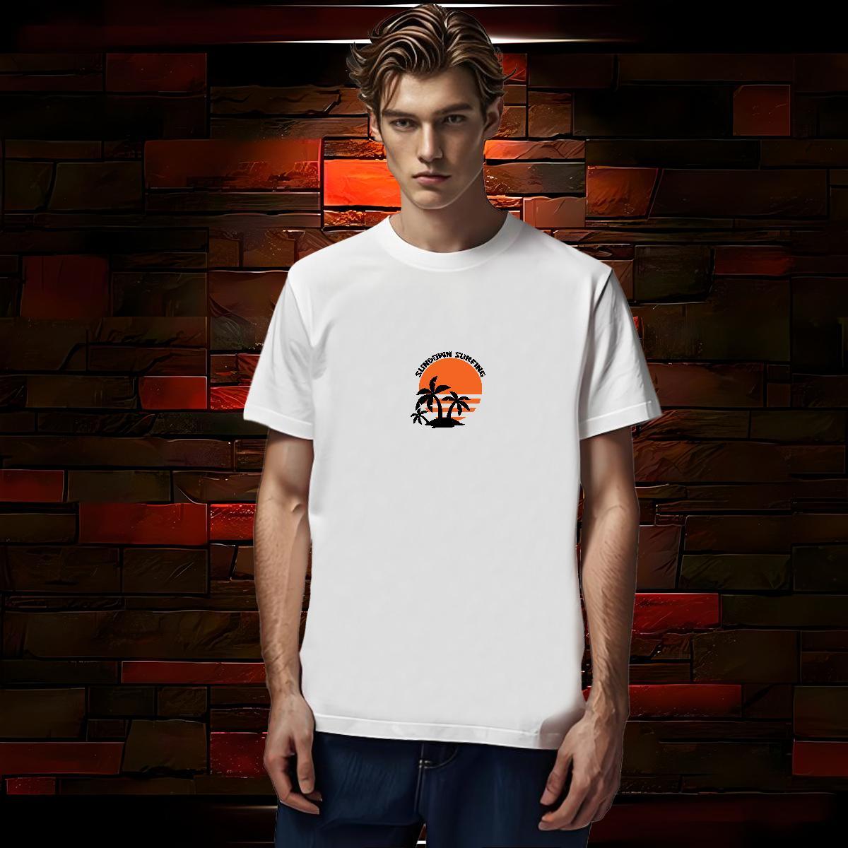 T Shirt For Man 230g Pure Cotton tree Street Wear O-Neck Short Sleeve DIY Men Clothes T-Shirt 2024 Wholesale Tee Shirt