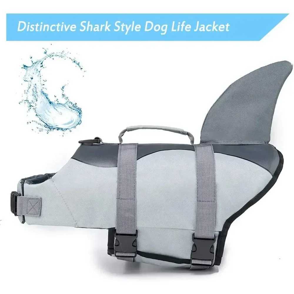 Shark Life Jacket for Dogs Adjustable Dog Life Vest for Swimming Boating Pool High Flotation Puppy Swimsuit Pet Life Preserver Y240806