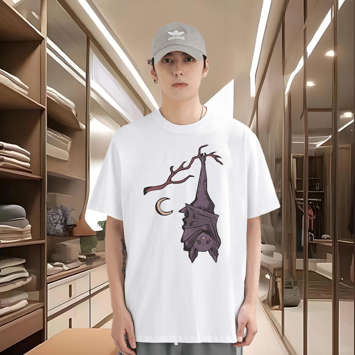 T Shirt For Man 230g 100% Cotton bat Anime Printing Street Pure Cotton Custom Anime Men Clothes T-Shirt Fashion Designer Tees Shirts