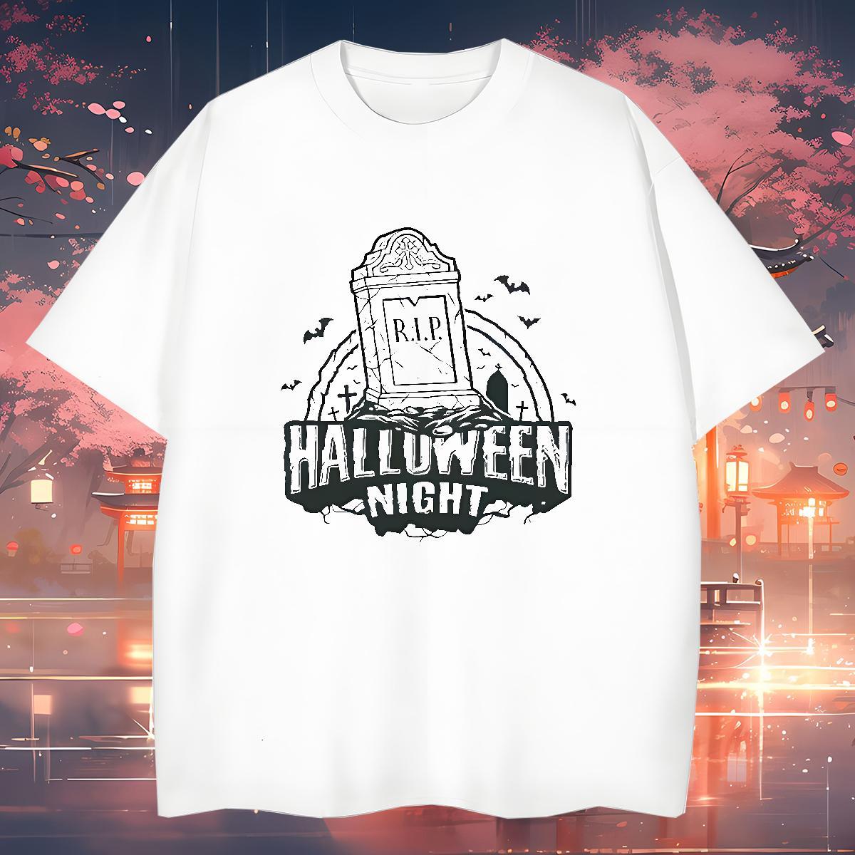 Loose Fit Mens Tshirts 100% Cotton 230g halloween T shirt Casual Breathable Custom Print Plus Size New Arrival Tops