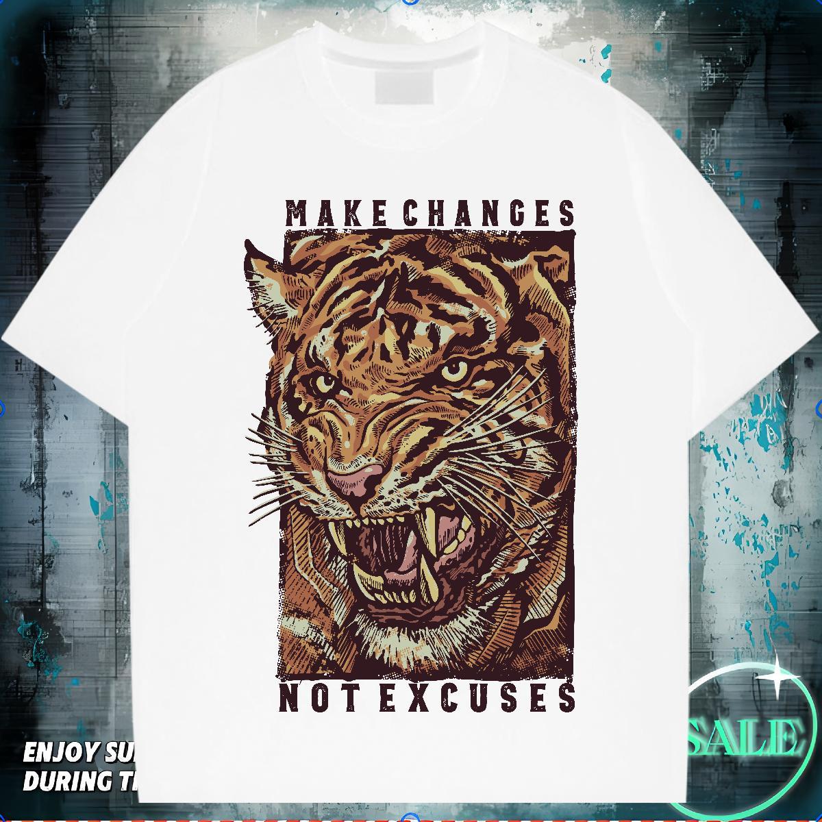 Fashion Designer T shirt 230g Pure Cotton tiger Hip Hop Clothings Breathable Crew Neck Brand Mens Tshirts DIY Printed