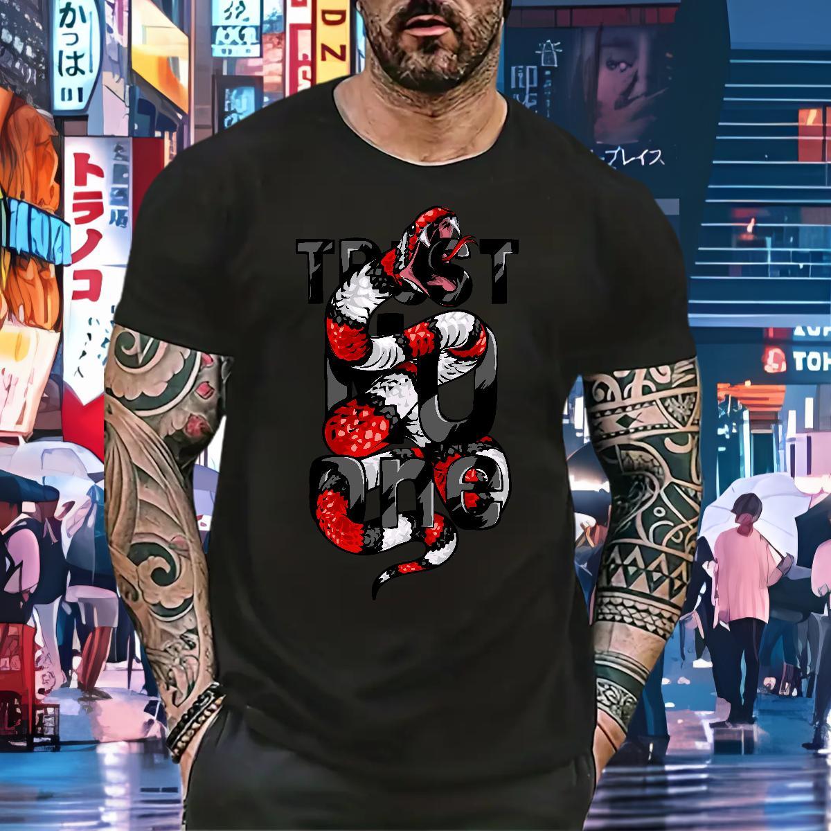 DIY Customized T-Shirts 230g Pure Cotton snake Street Casual Tops Shirt Breathable Short Sleeve Cool Men Tshirts DIY Printed